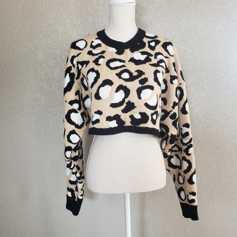 Missguided leopard cropped sweater